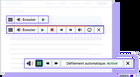 Interface utilisateur avec boutons de lecture et options de défilement automatique activé.